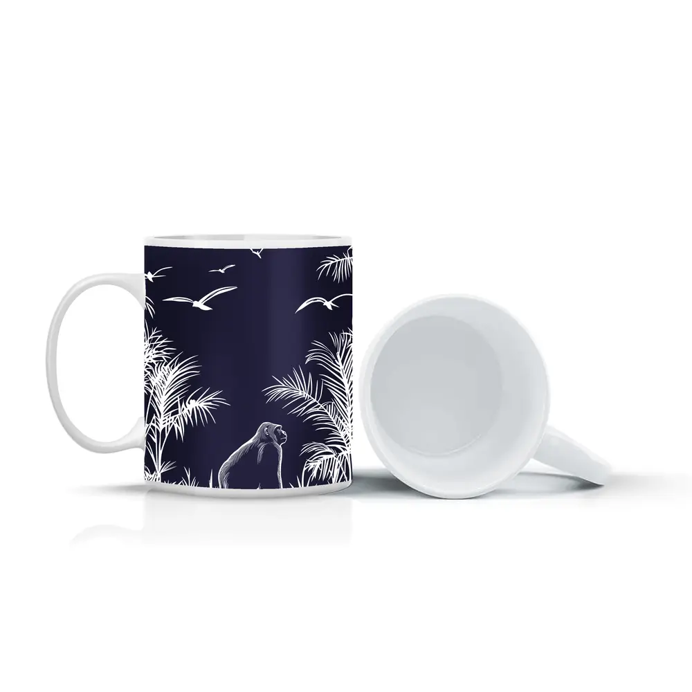 Gorilla Watching Birds Dark Jungle Scene – Mugs