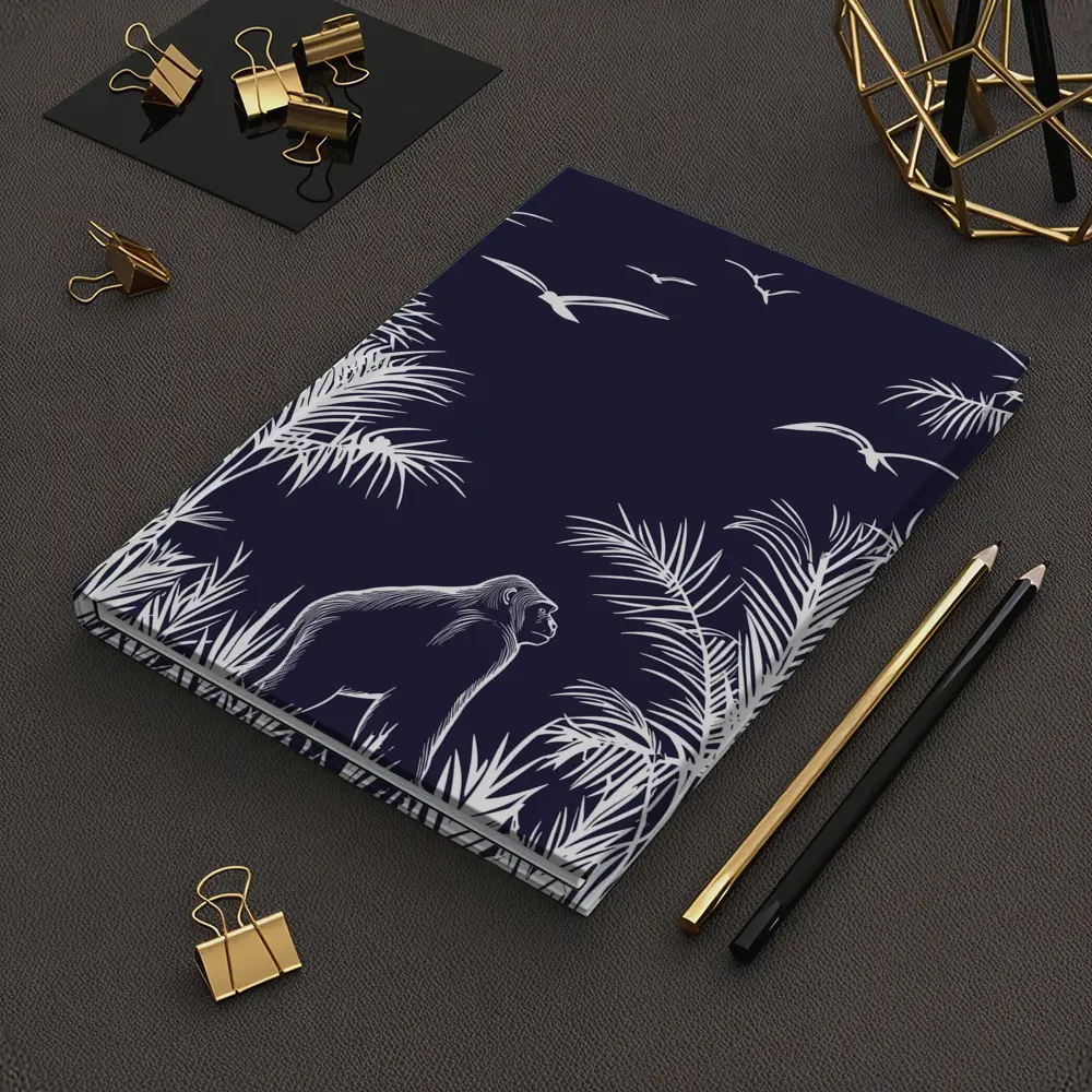 Gorilla Watching Birds Dark Jungle Scene – Notebooks