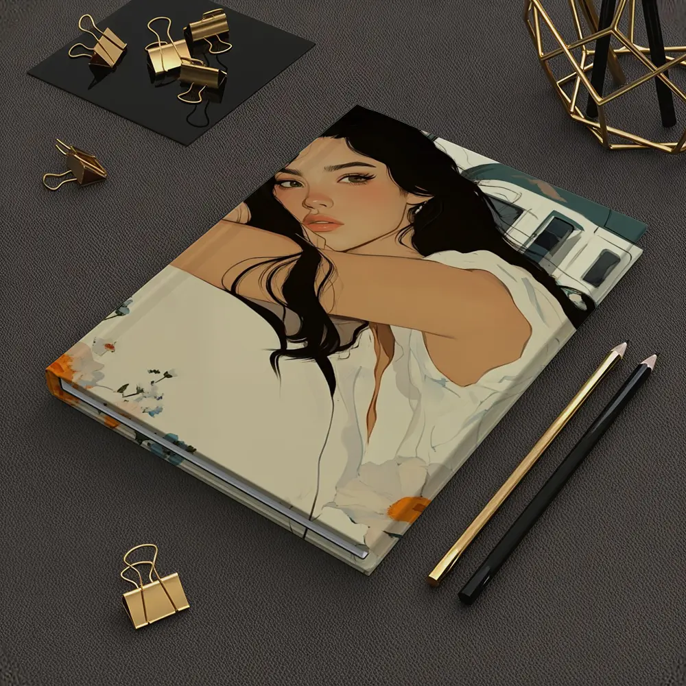 Woman Resting Among Wildflowers Train Illustration – Notebooks