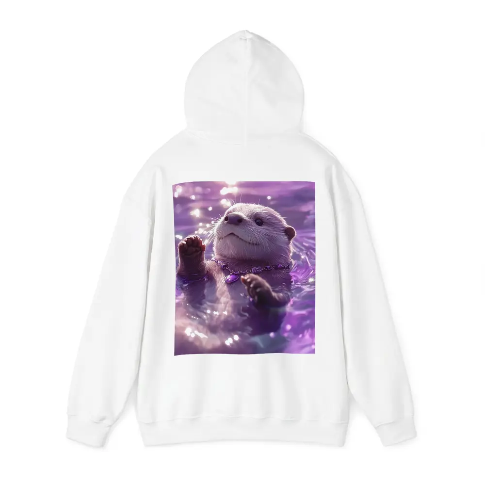 White Otter Swimming Purple Glowing Water – Hoodies