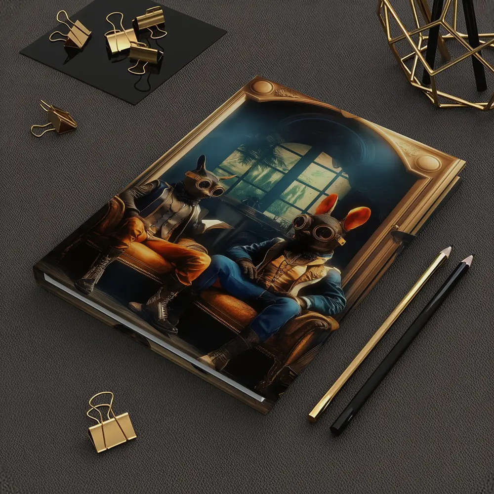 Steampunk Rabbits Sitting In Dark Room – Notebooks