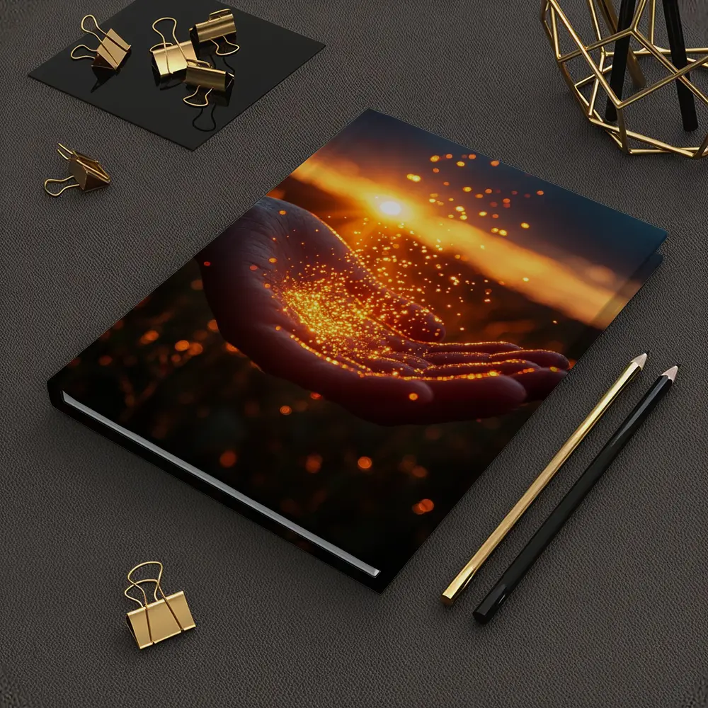 Hand Holding Golden Light Sunset Field – Notebooks
