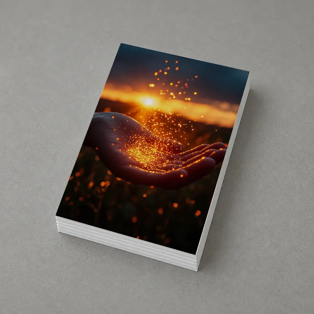 Hand Holding Golden Light Sunset Field – Postcards