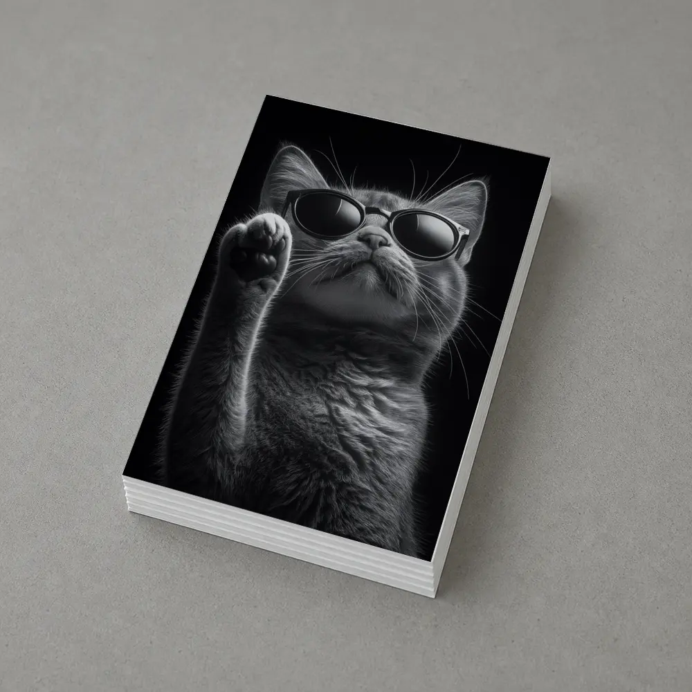Cool Cat Wearing Sunglasses Black Background – Postcards