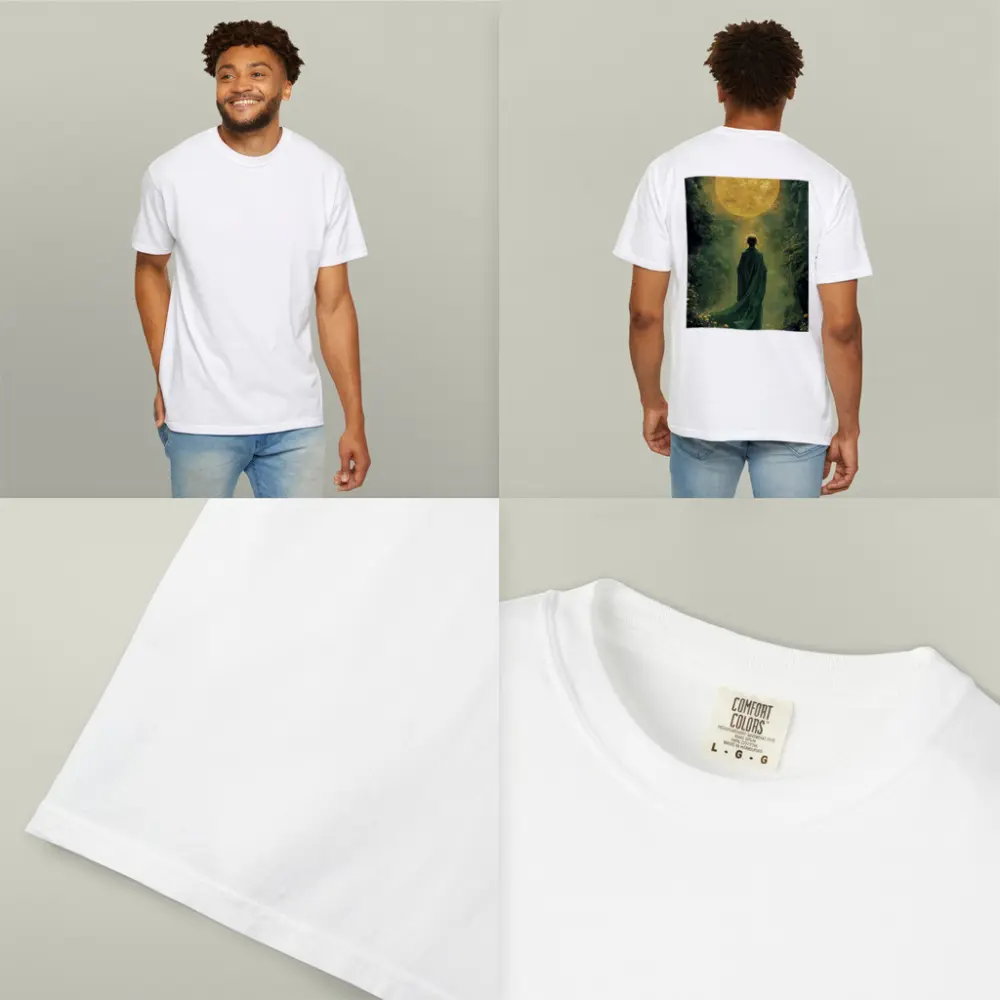 Robed Figure Before Golden Sun Fantasy Forest – T-Shirts