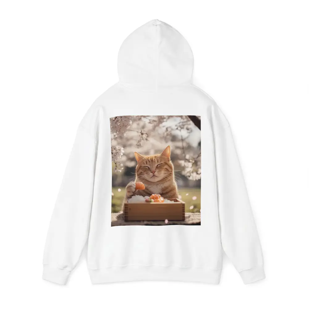 Happy Orange Cat Eating Sushi Cherry Blossoms – Hoodies