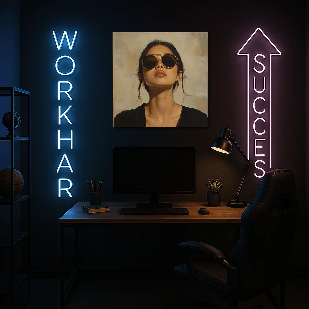 Woman Portrait Oil Painting Beige Background – Wall Art
