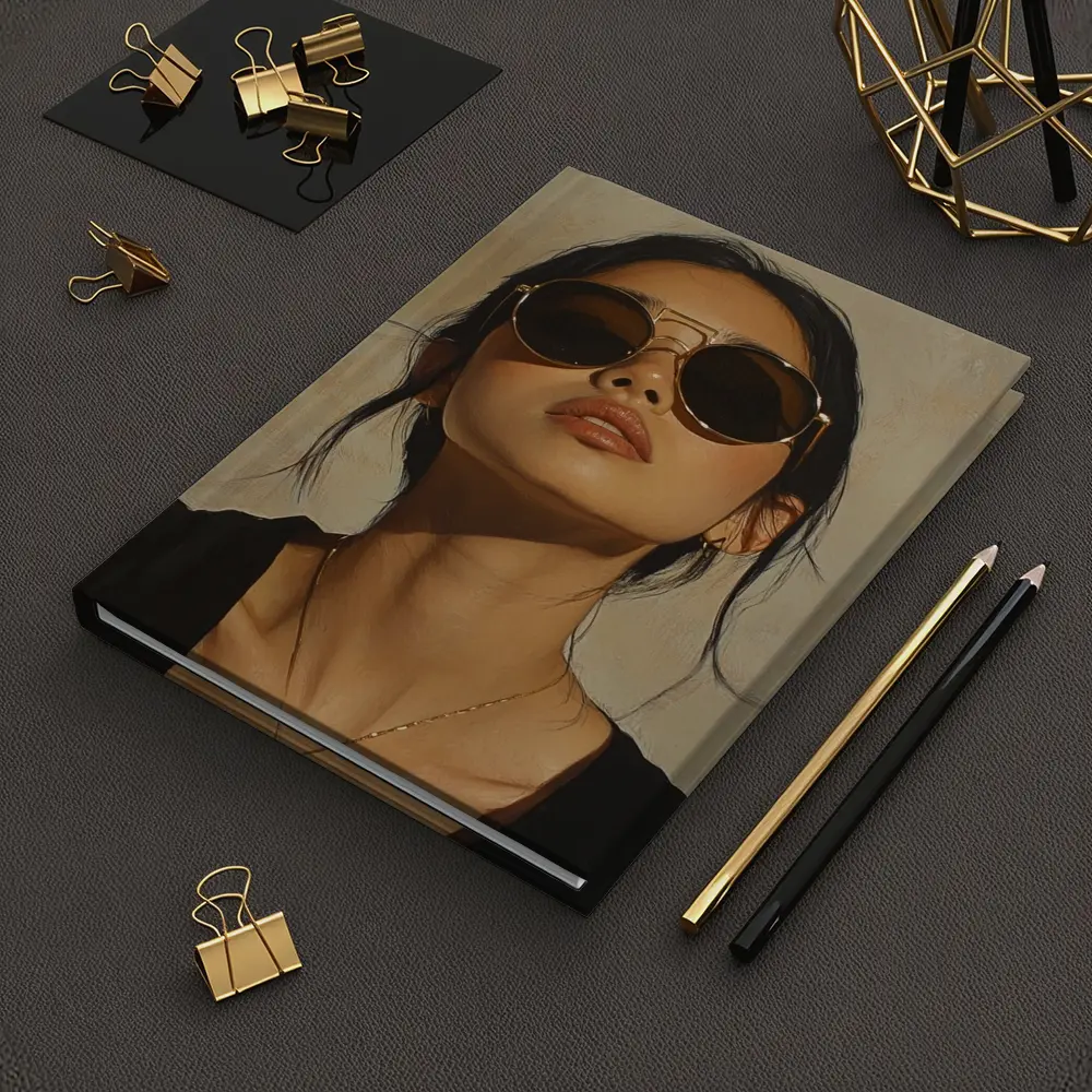 Woman Portrait Oil Painting Beige Background – Notebooks