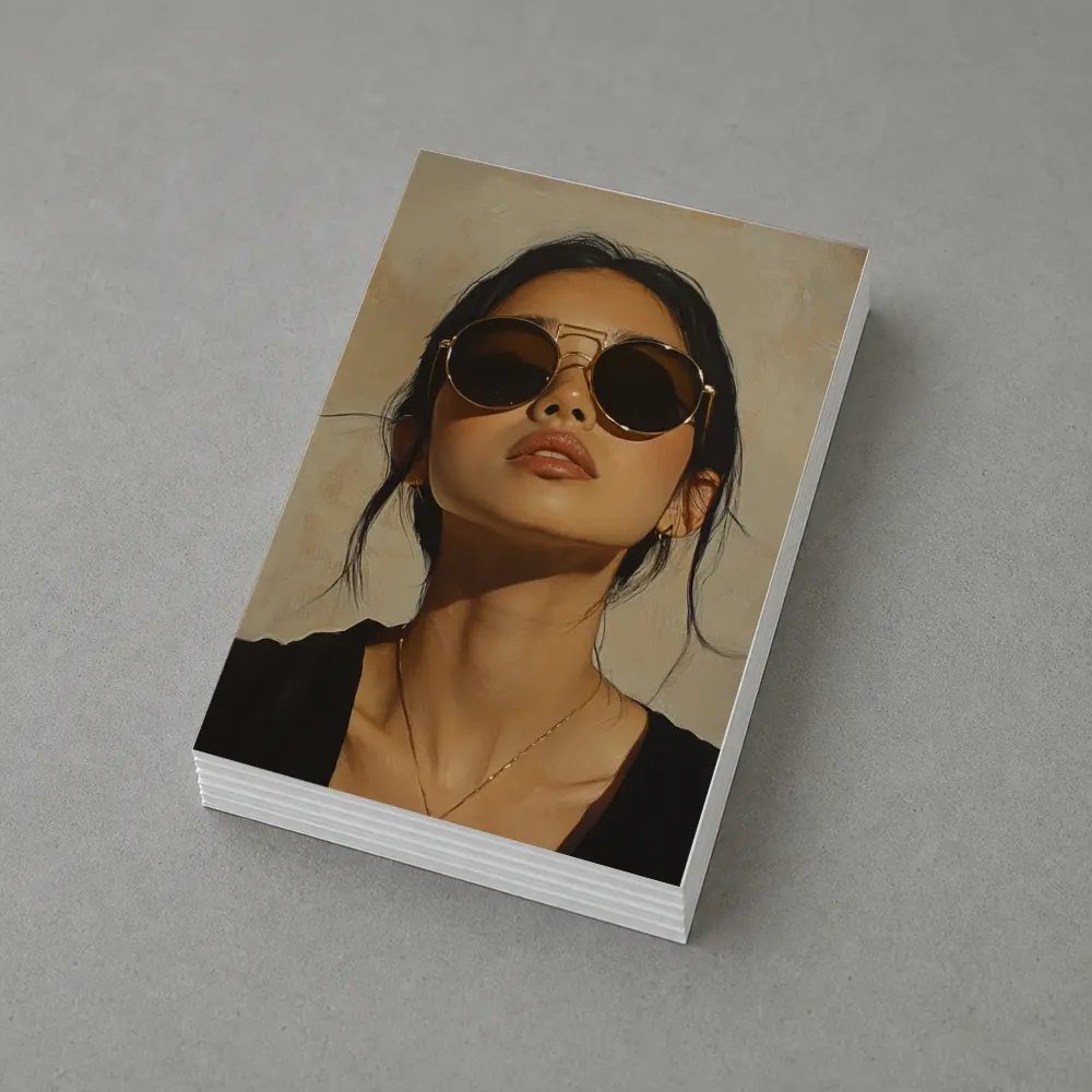 Woman Portrait Oil Painting Beige Background – Postcards