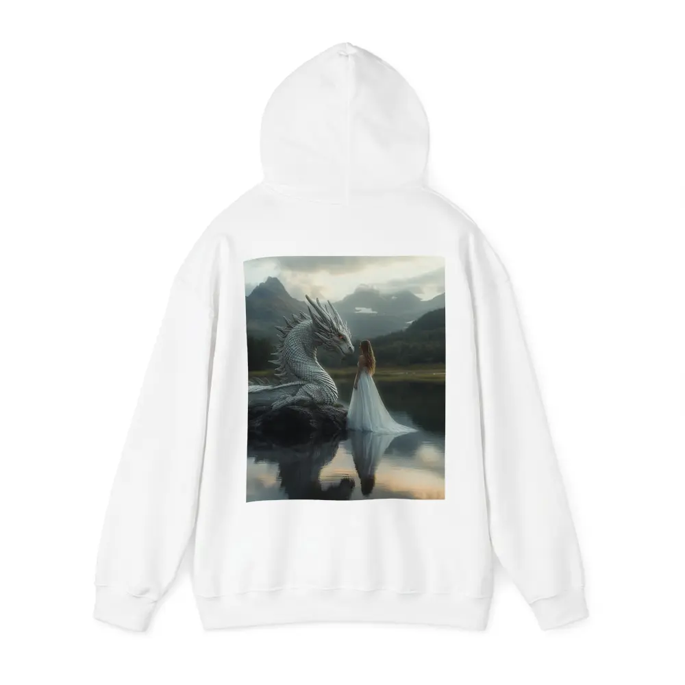 Woman in White Dress With Silver Dragon – Hoodies