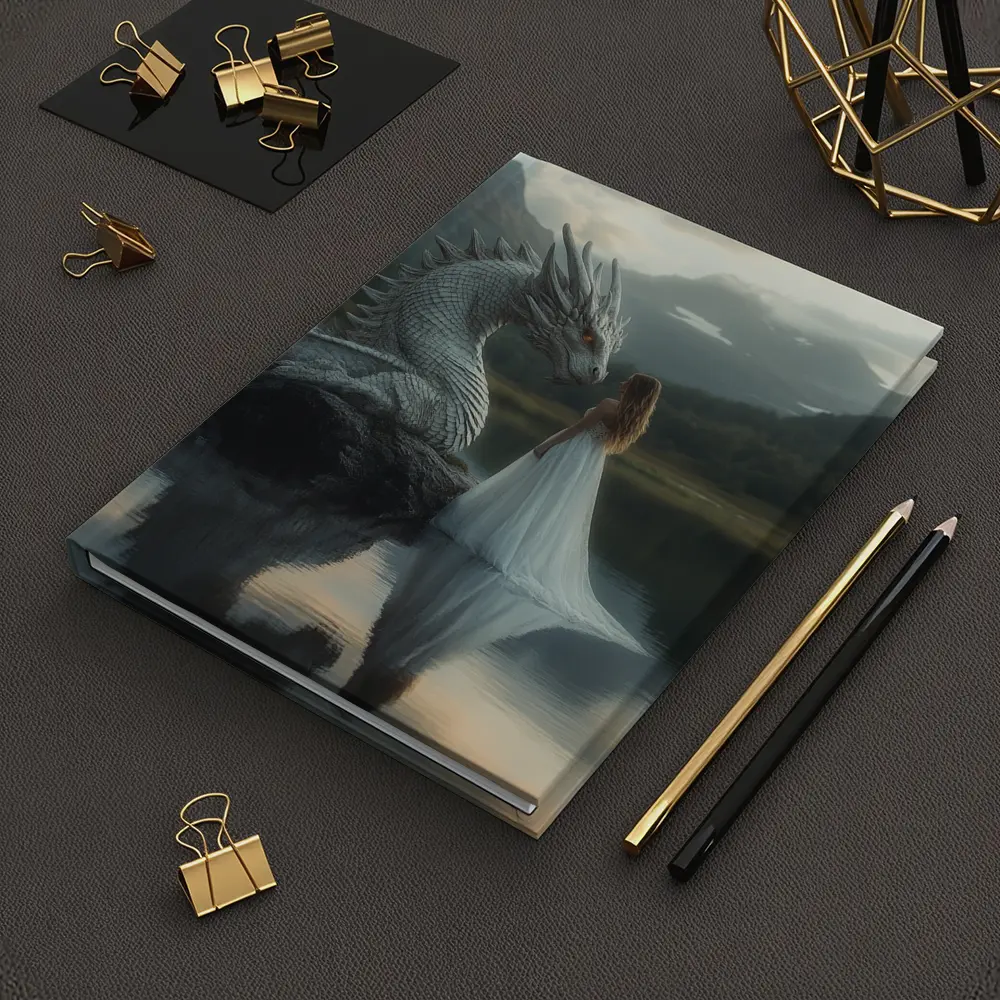 Woman in White Dress With Silver Dragon – Notebooks