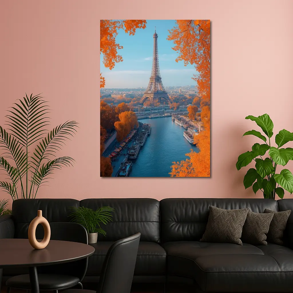 Eiffel Tower Paris Seine River Autumn – Wall Art