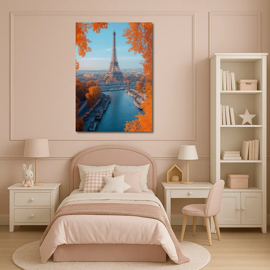 Eiffel Tower Paris Seine River Autumn – Wall Art