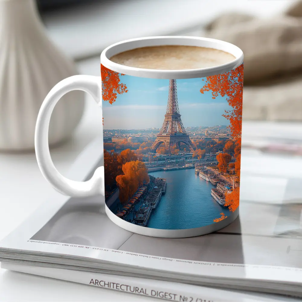 Eiffel Tower Paris Seine River Autumn – Mugs