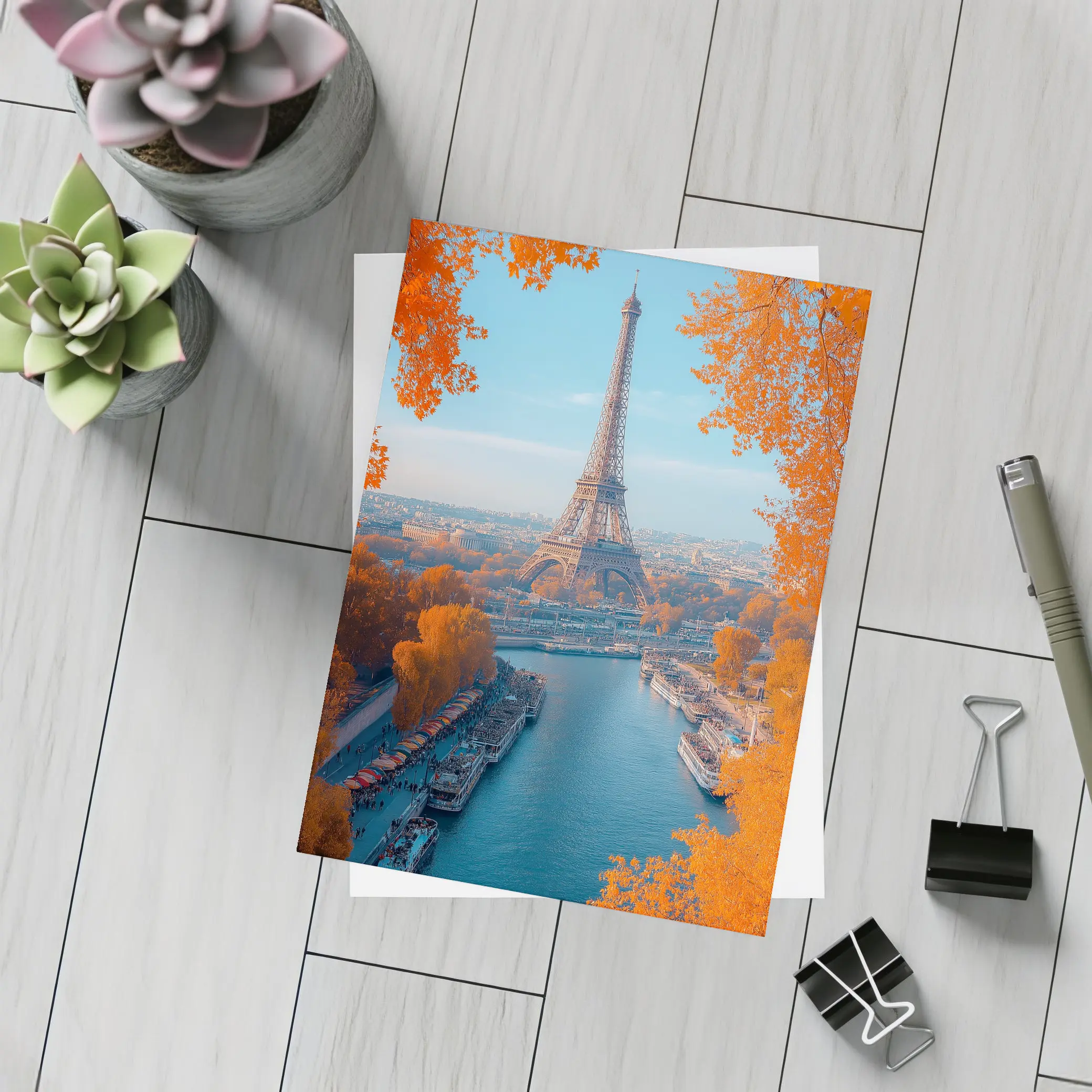 Eiffel Tower Paris Seine River Autumn – Postcards