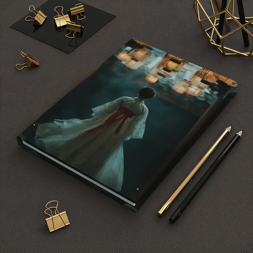 Woman Hanfu Dress Under Glowing Lanterns – Notebooks