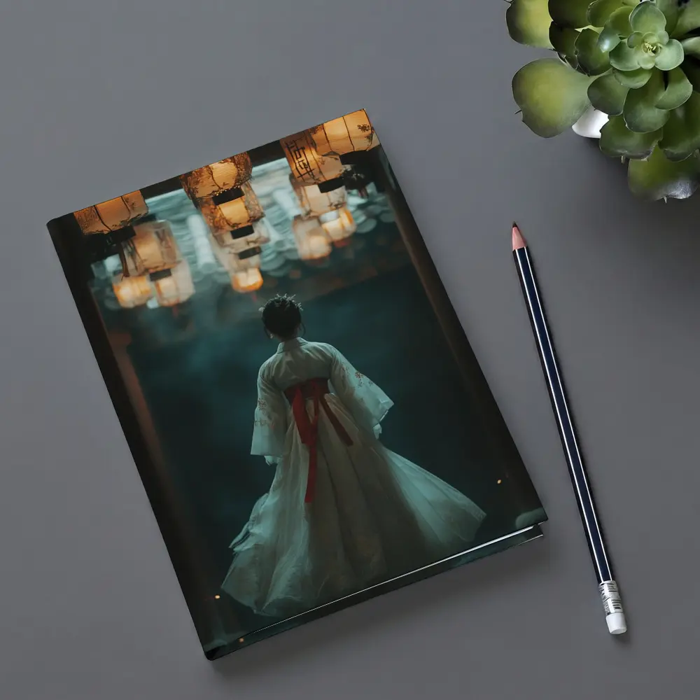 Woman Hanfu Dress Under Glowing Lanterns – Notebooks