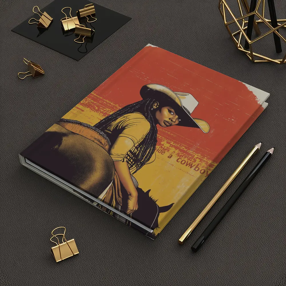 Black Cowgirl Riding Horse Retro Western Art – Notebooks