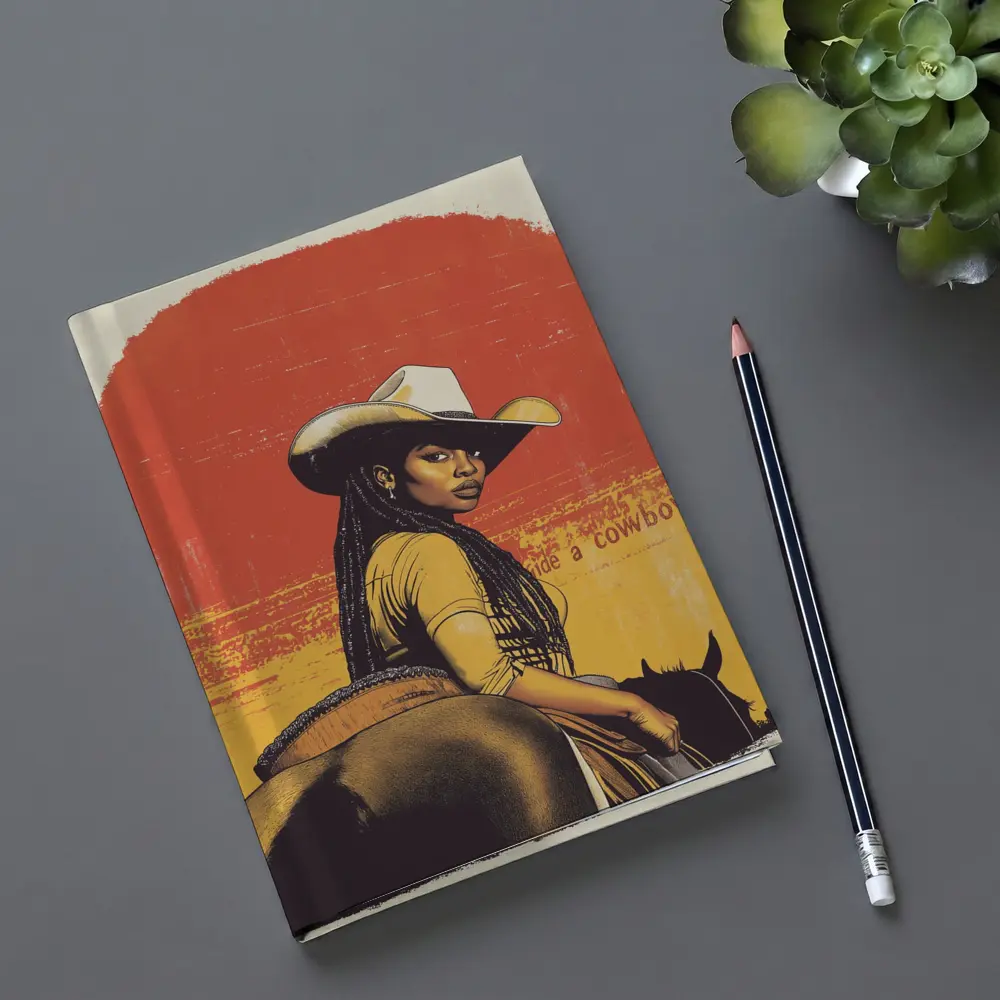 Black Cowgirl Riding Horse Retro Western Art – Notebooks
