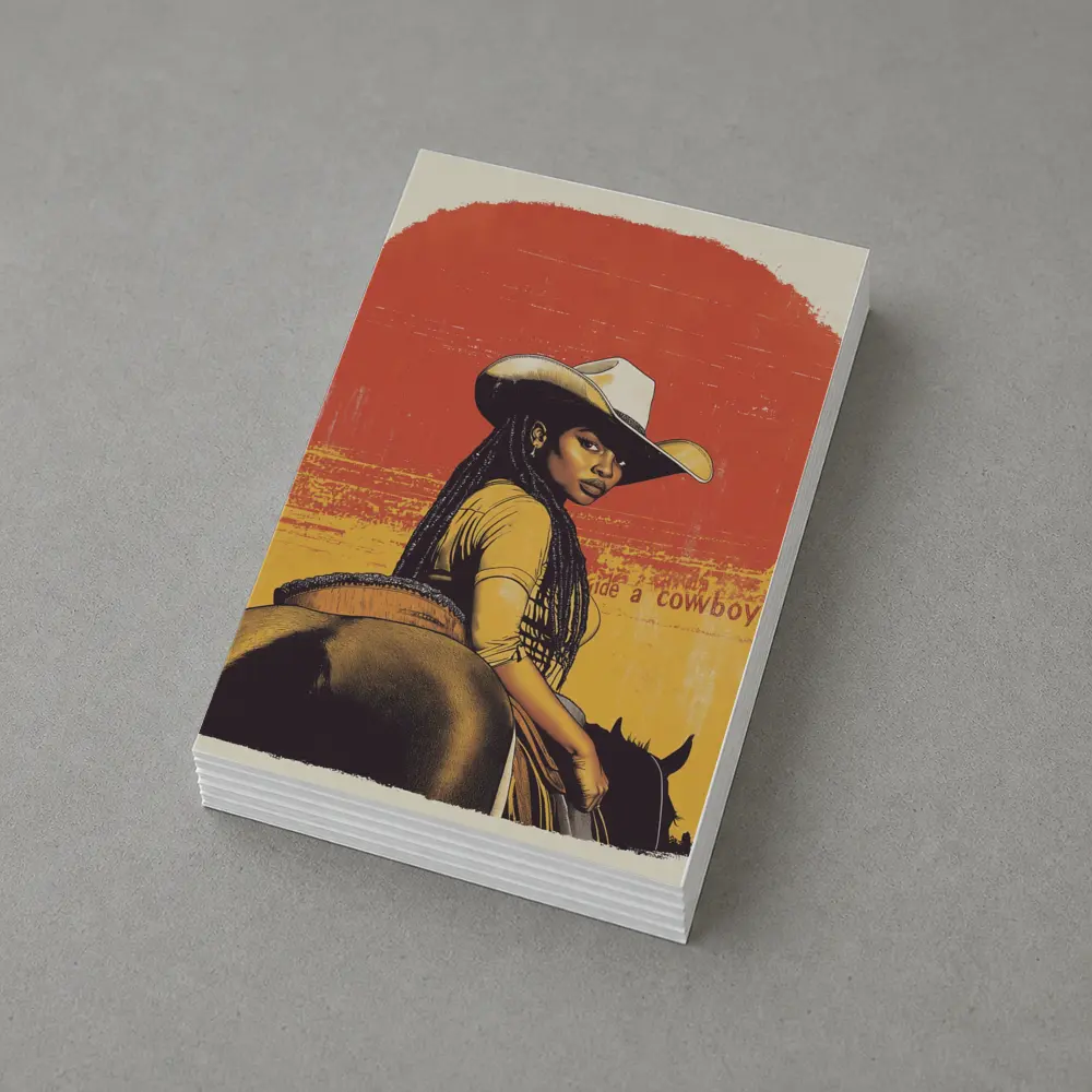Black Cowgirl Riding Horse Retro Western Art – Postcards