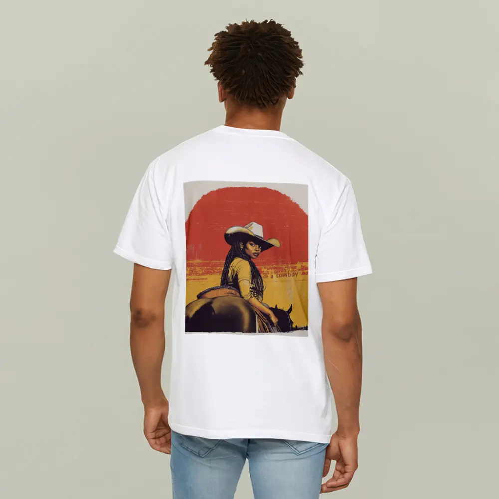 Black Cowgirl Riding Horse Retro Western Art – T-Shirts