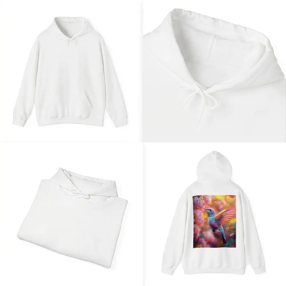 Hummingbird Flying Among Pink Cherry Blossoms – Hoodies