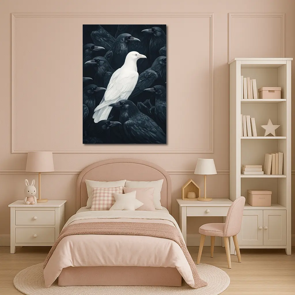 White Raven Among Dark Black Crows – Wall Art