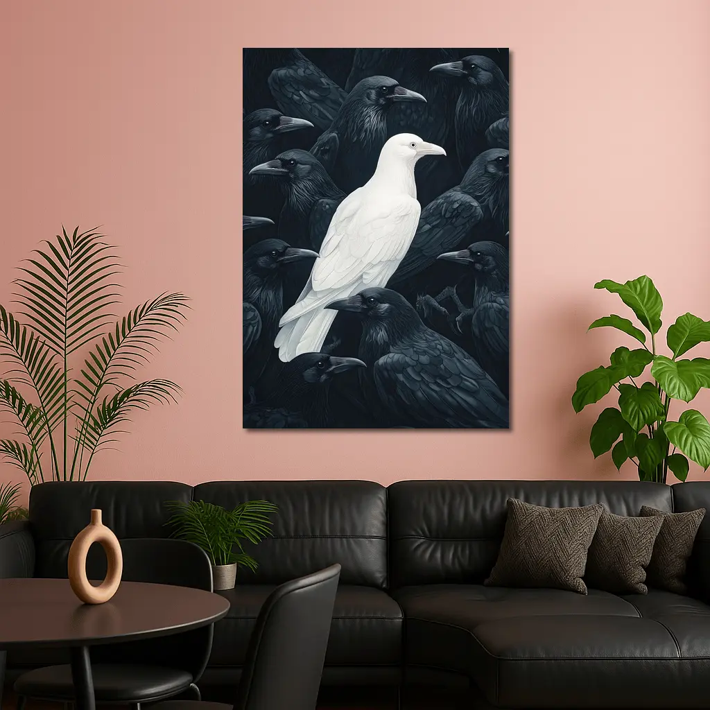 White Raven Among Dark Black Crows – Wall Art