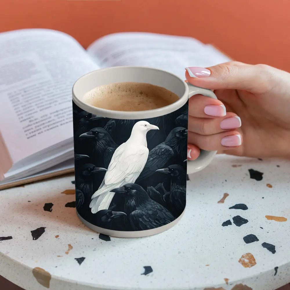 White Raven Among Dark Black Crows – Mugs