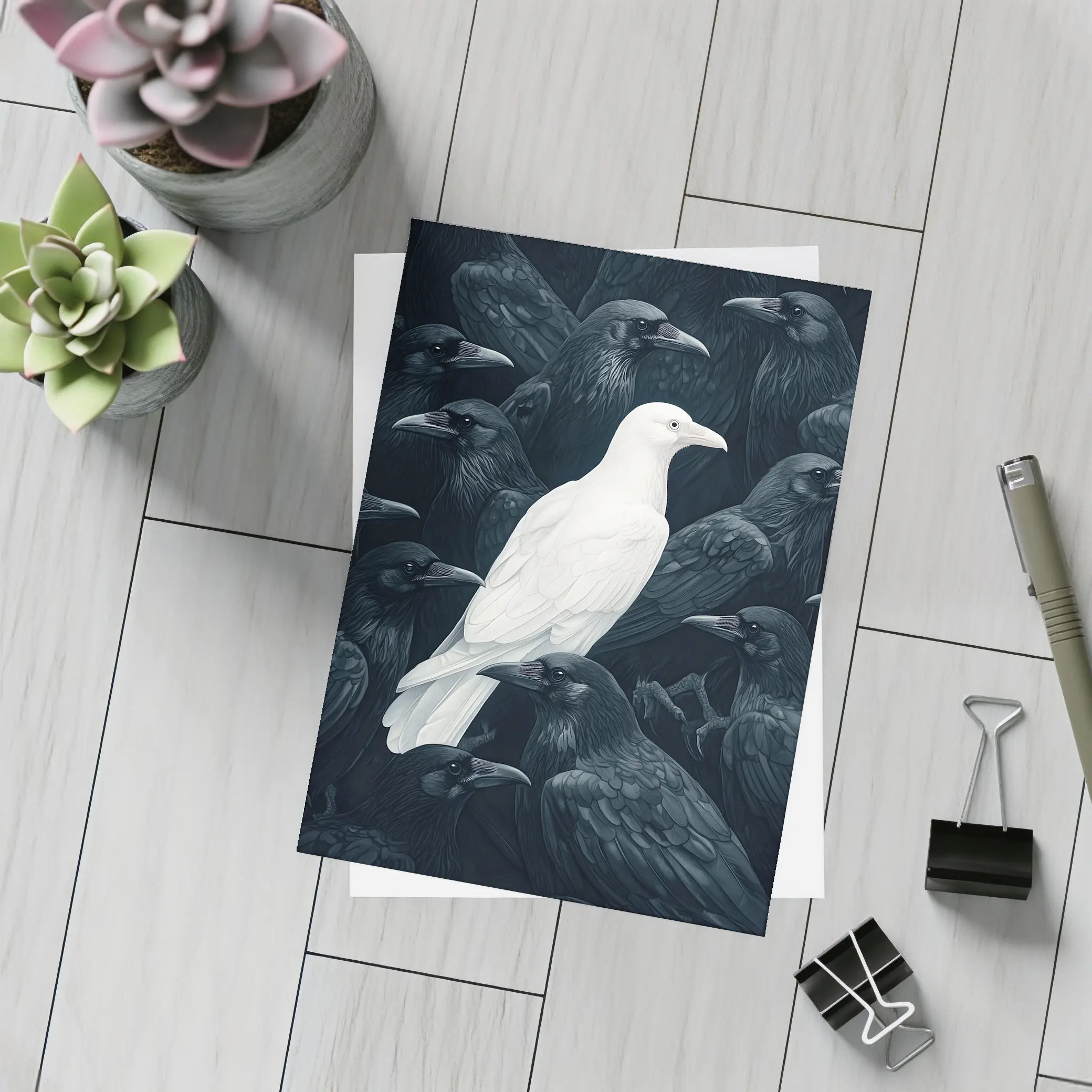 White Raven Among Dark Black Crows – Postcards