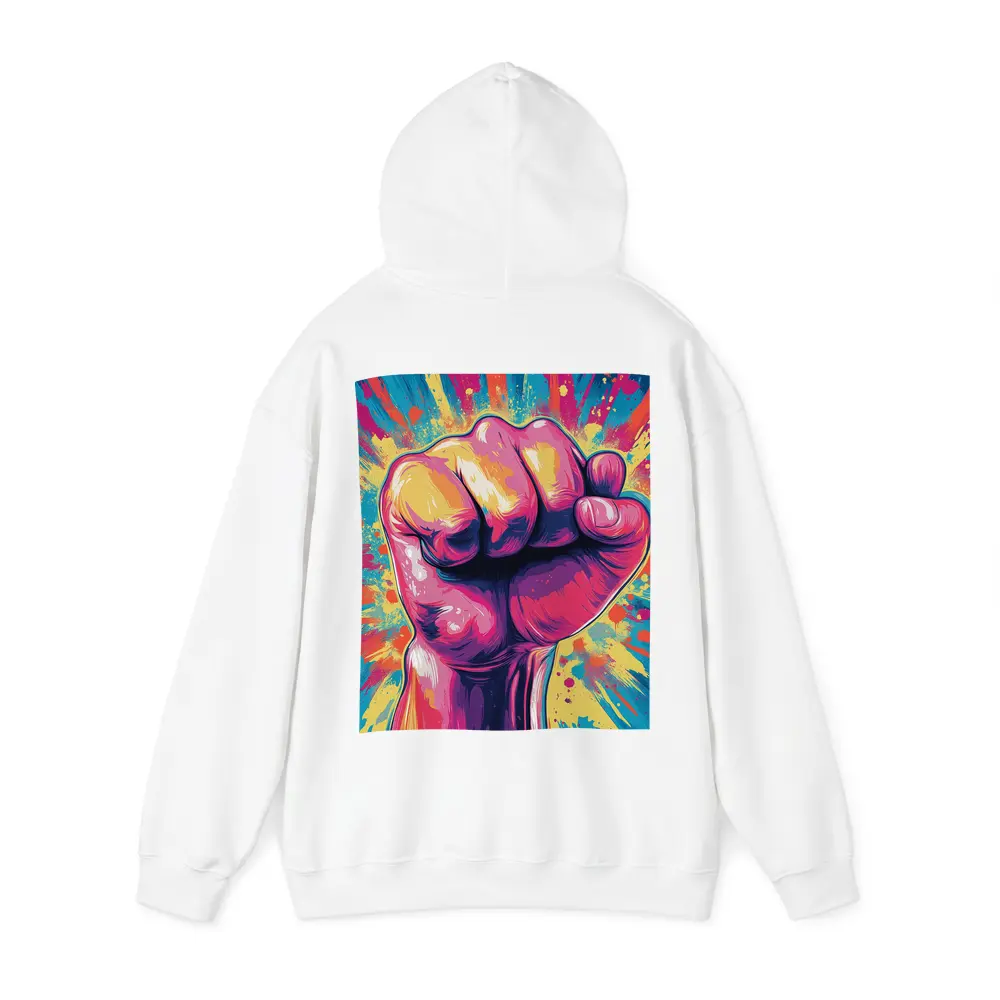 Raised Fist Pop Art Colorful Splash Background – Hoodies