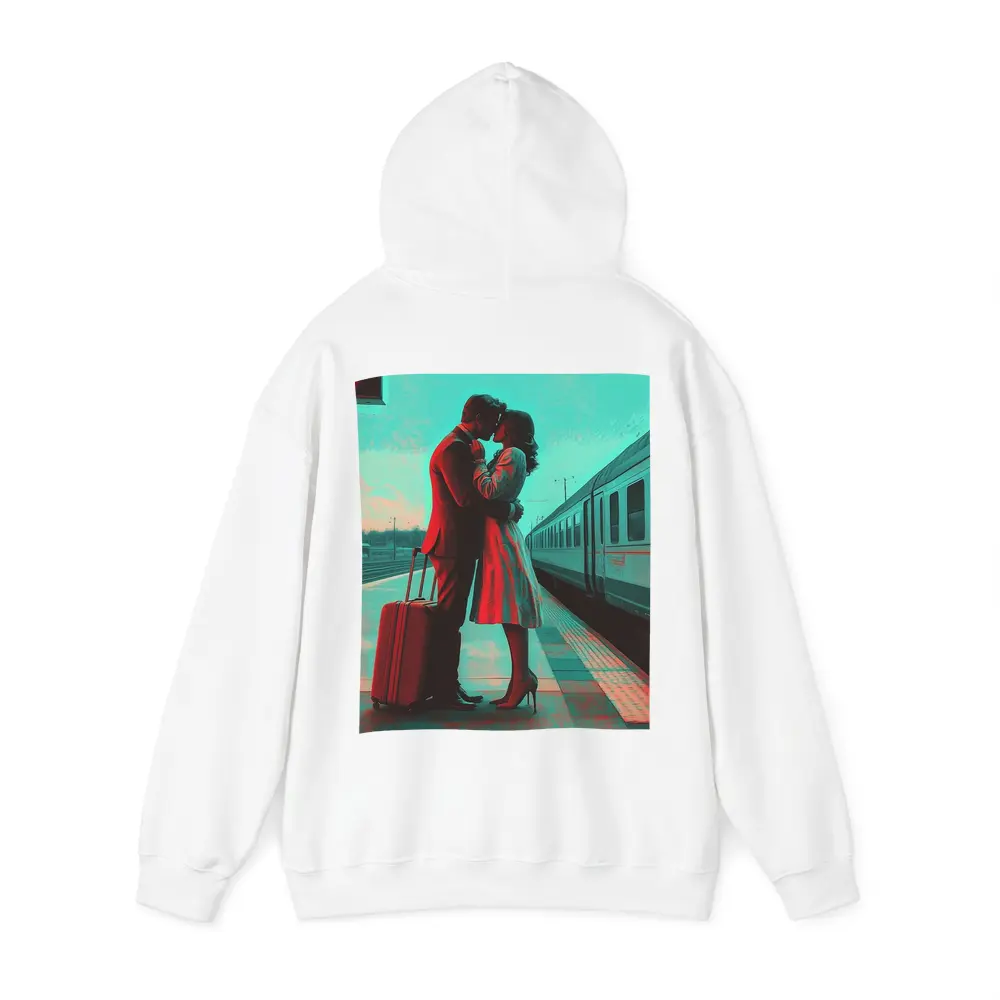 Couple Kissing Farewell at Train Station – Hoodies