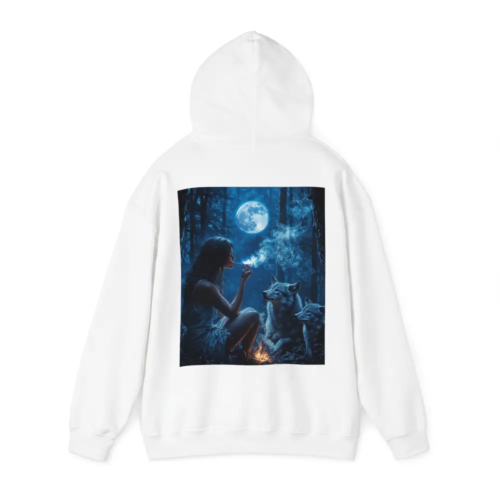 Woman With Wolves Moonlit Dark Forest – Hoodies