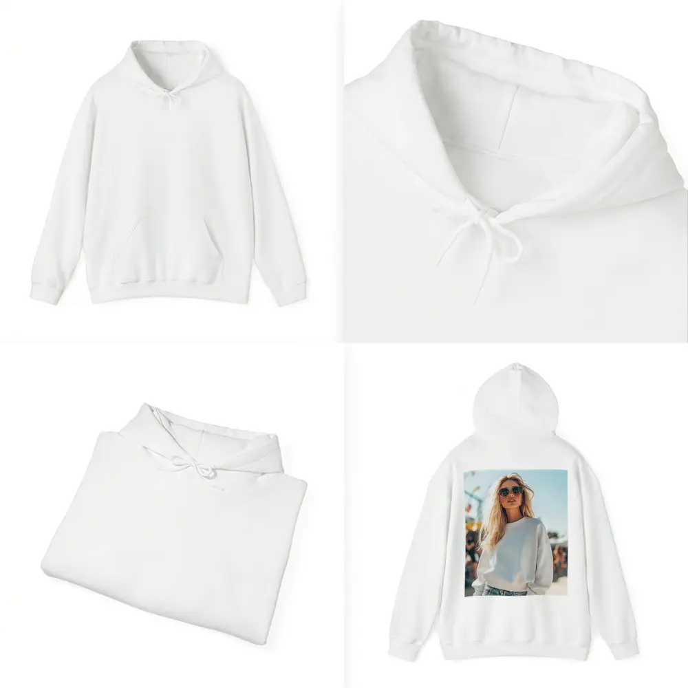 Blonde Woman White Sweatshirt Sunny Outdoor Festival – Hoodies