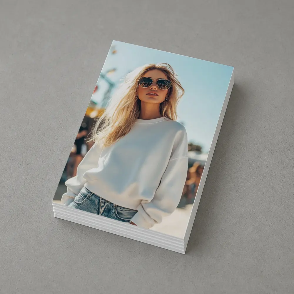 Blonde Woman White Sweatshirt Sunny Outdoor Festival – Postcards