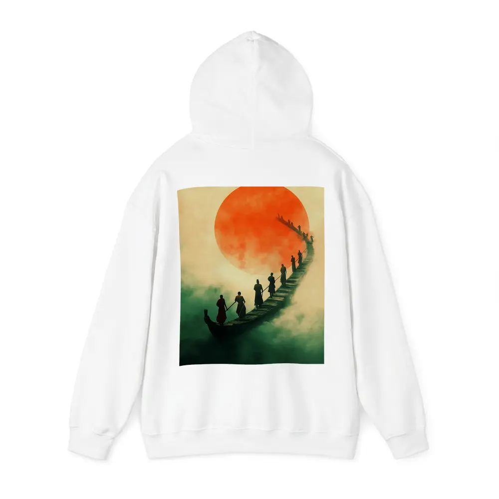 Samurai Warriors Crossing Misty Bridge Red Sun – Hoodies