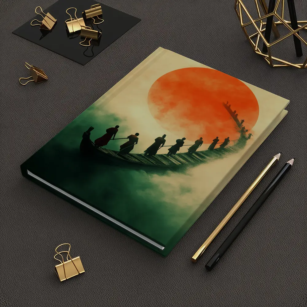 Samurai Warriors Crossing Misty Bridge Red Sun – Notebooks