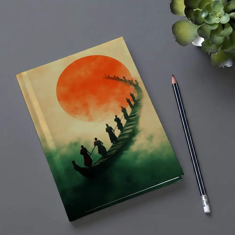 Samurai Warriors Crossing Misty Bridge Red Sun – Notebooks