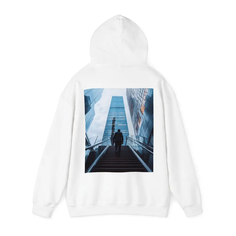 Businessman Silhouette Walking Up City Stairs – Hoodies