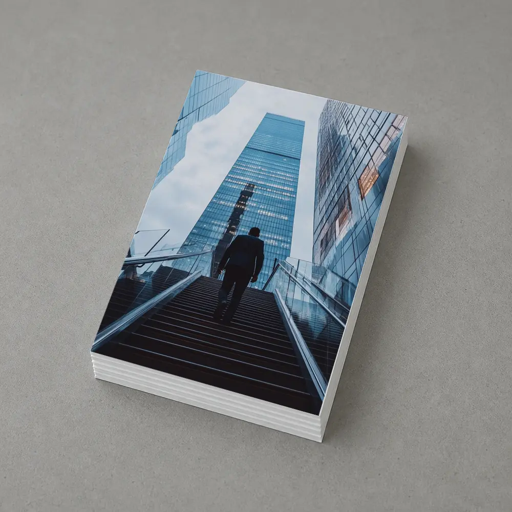 Businessman Silhouette Walking Up City Stairs – Postcards