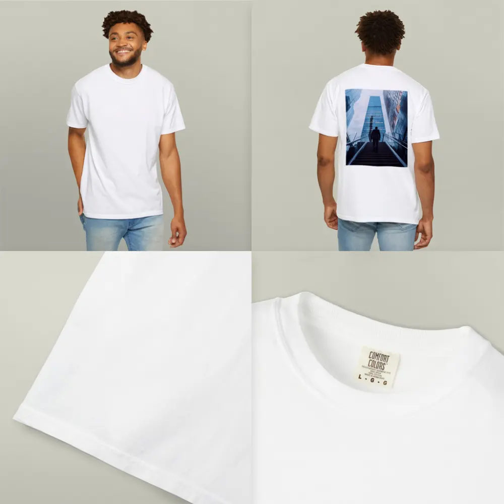Businessman Silhouette Walking Up City Stairs – T-Shirts