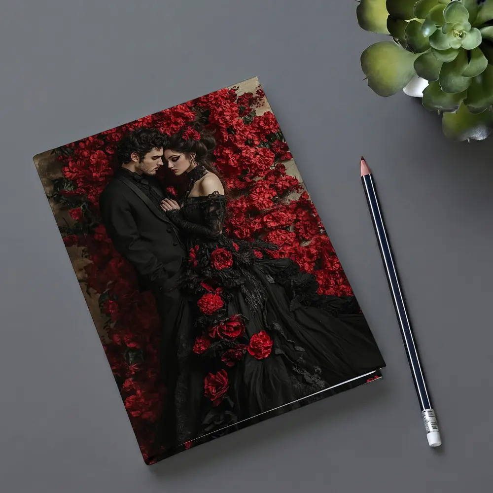 Gothic Couple Black Dress Red Roses – Notebooks
