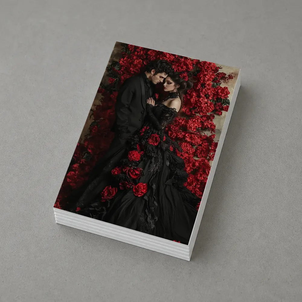 Gothic Couple Black Dress Red Roses – Postcards