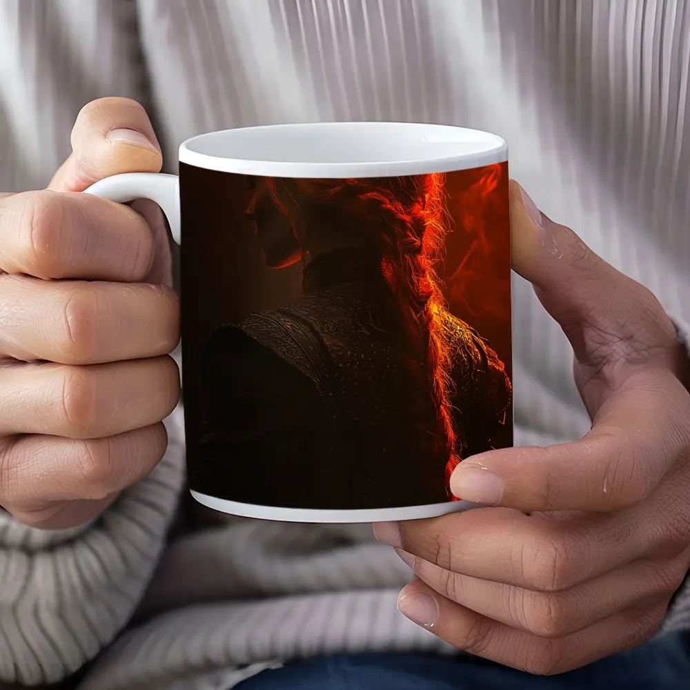Red Haired Woman Fire Dark Fantasy Art – Mugs