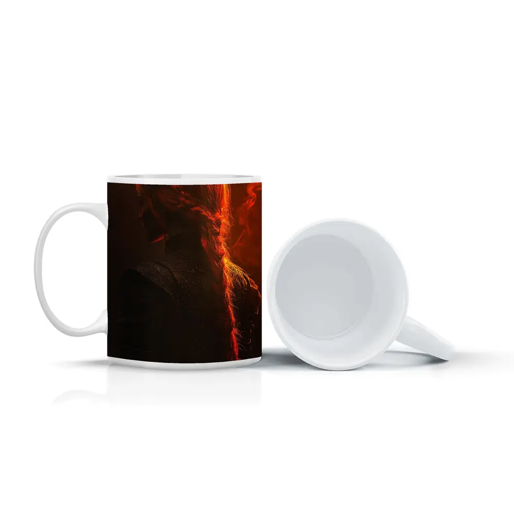 Red Haired Woman Fire Dark Fantasy Art – Mugs