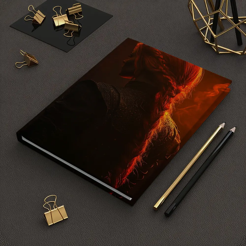 Red Haired Woman Fire Dark Fantasy Art – Notebooks