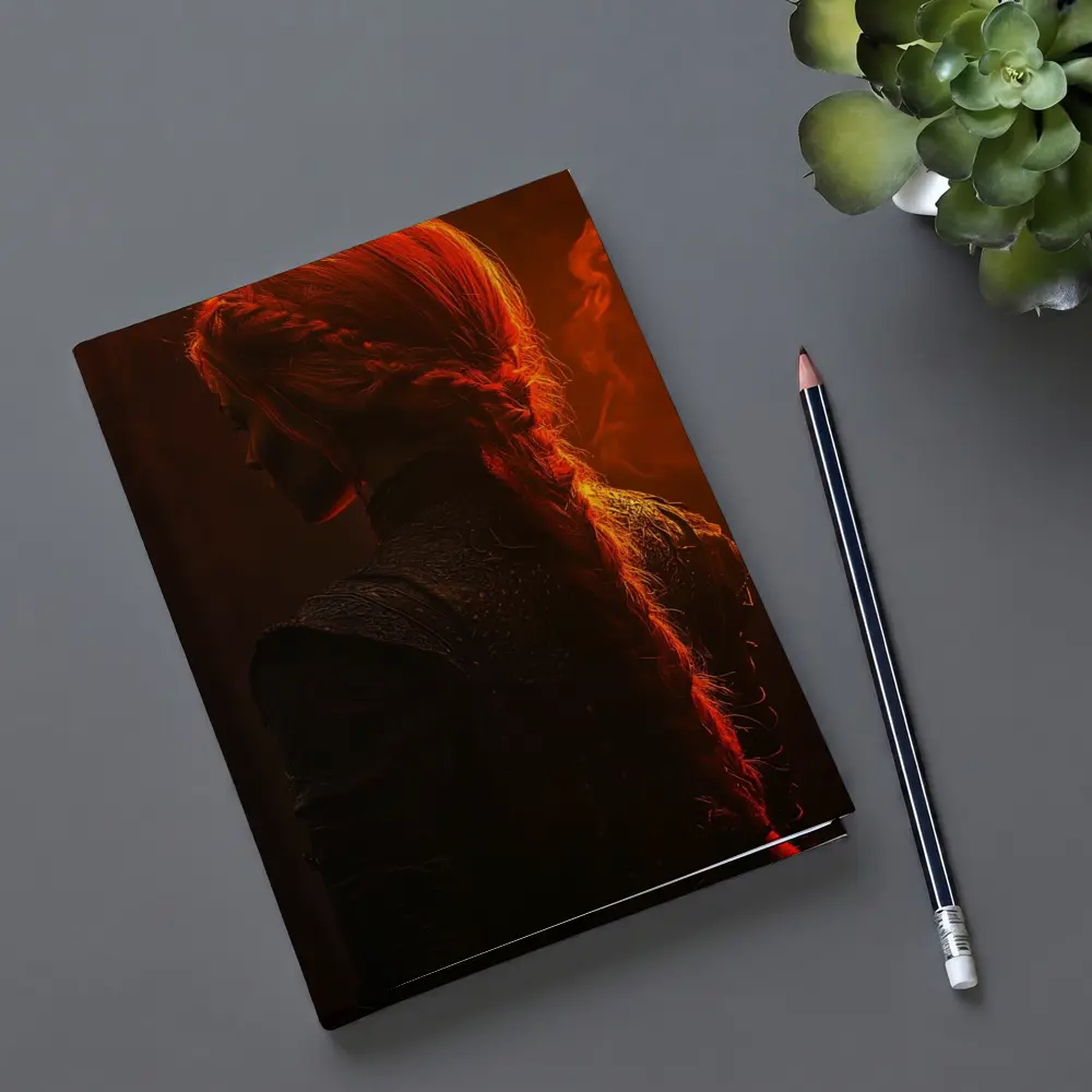 Red Haired Woman Fire Dark Fantasy Art – Notebooks