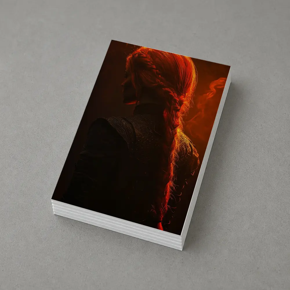 Red Haired Woman Fire Dark Fantasy Art – Postcards