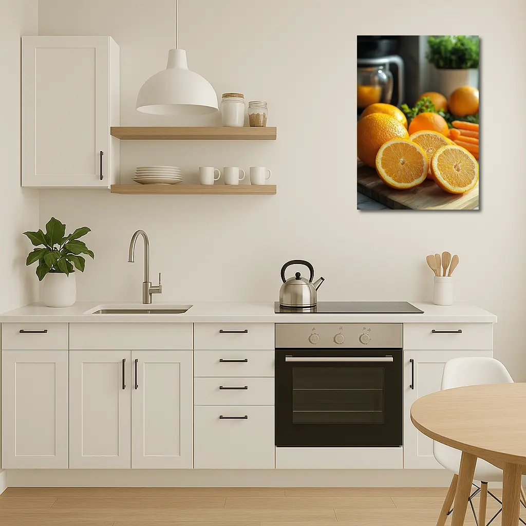 Fresh Oranges on Kitchen Cutting Board – Wall Art