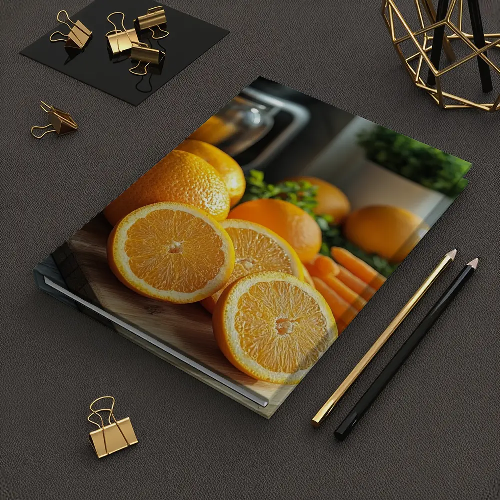 Fresh Oranges on Kitchen Cutting Board – Notebooks